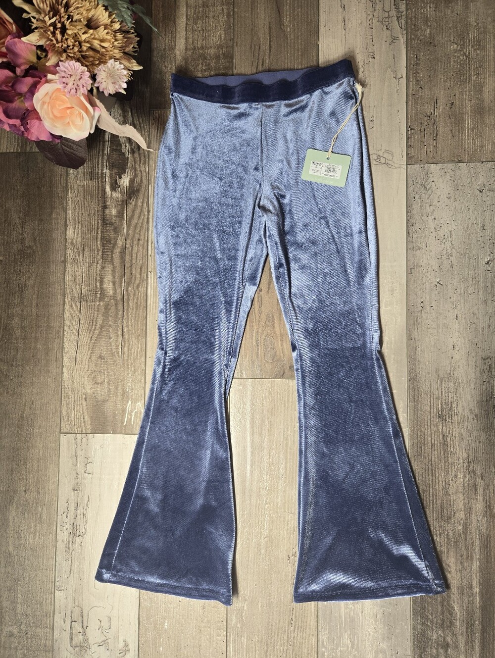 NWT Owillo Velour Girls’ Flare Pants Size Small Nightfall Blue